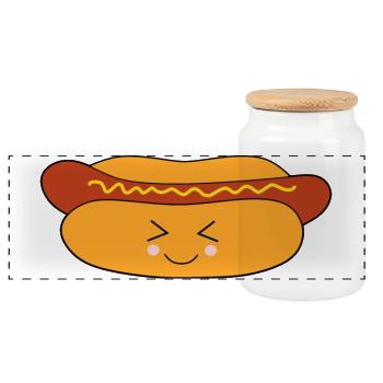 Hot dog Wurst - Panorama Keksdose mit Holzdeckel - Weiß - Vorne