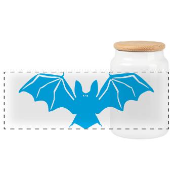 Blau Fledermaus Silhouette - Panorama Keksdose mit Holzdeckel - Weiß - Vorne