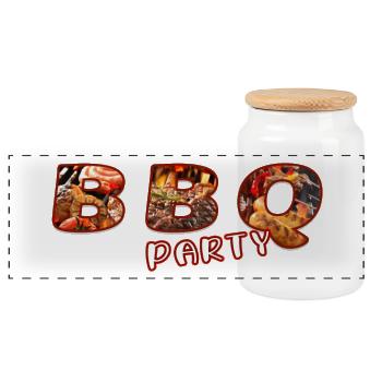BBQ Party - Panoramic Cookie Jar with Wooden Lid - white - Front