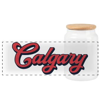 Calgary Lettering Canada – Retro Typography - Panoramic Cookie Jar with Wooden Lid - white - Front