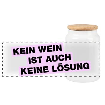 Kein WEIN ist auch keine Lösung - Panorama Keksdose mit Holzdeckel - Weiß - Vorne