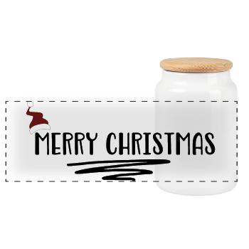 Joyeux Noël - Boîte à biscuits avec couvercle en bois - blanc - Devant