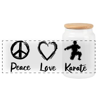 Karate Liebe - Panorama Keksdose mit Holzdeckel - Weiß - Vorne