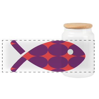 FISH - Panoramic Cookie Jar with Wooden Lid - white - Front