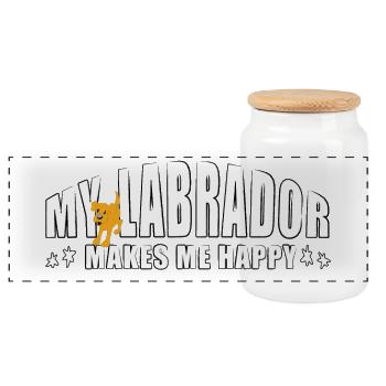 MY LABRADOR makes me happy - Panorama Keksdose mit Holzdeckel - Weiß - Vorne