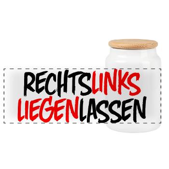 Recht Links Liegen Lassen - Panorama Keksdose mit Holzdeckel - Weiß - Vorne