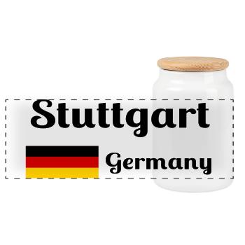 Stuttgart Deutschland - Stilvolle Drucke - Panorama Keksdose mit Holzdeckel - Weiß - Vorne