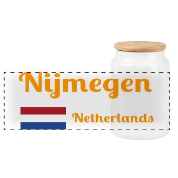 Nijmegen Netherlands- Stylish prints - Panoramic Cookie Jar with Wooden Lid - white - Front