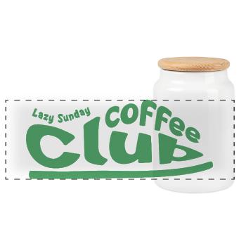 Lazy Sunday Coffee Club - Panorama Keksdose mit Holzdeckel - Weiß - Vorne