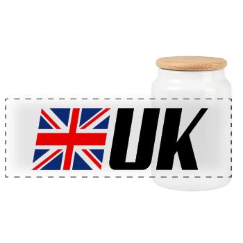 Drapeau officiel du Royaume-Uni - Boîte à biscuits avec couvercle en bois - blanc - Devant