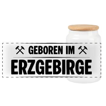 Kindheit Erzgebirge - Panorama Keksdose mit Holzdeckel - Weiß - Vorne
