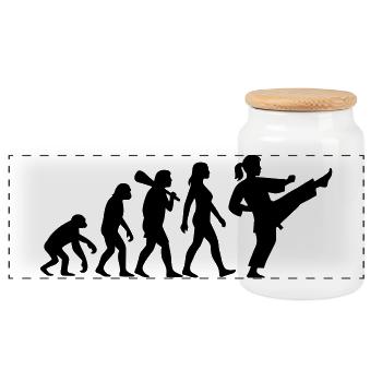 Karaté Évolution - Boîte à biscuits avec couvercle en bois - blanc - Devant