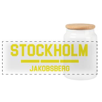 Création de logo Stockholm-Jakobsberg - Boîte à biscuits avec couvercle en bois - blanc - Devant