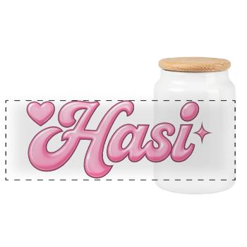 Conception Hasi / y2k - Boîte à biscuits avec couvercle en bois - blanc - Devant