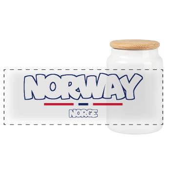 Norway - Norge - Norwegen - Flagge - Skandinavien - Panorama Keksdose mit Holzdeckel - Weiß - Vorne