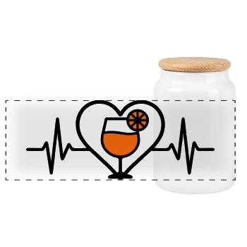 Spritz Heart Cocktail Aperitif - Panoramic Cookie Jar with Wooden Lid - white - Front