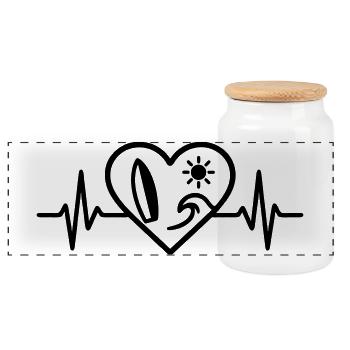 Surf Heart Wave Board Sun - Boîte à biscuits avec couvercle en bois - blanc - Devant