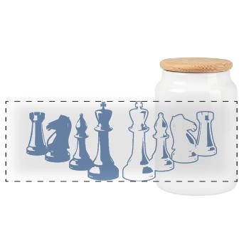 Echecs minimaliste silhouette échiquier des - Boîte à biscuits avec couvercle en bois - blanc - Devant
