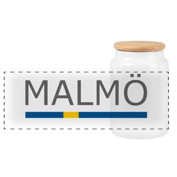 Sweden Flag - Malmö - Sverige - Schweden - Panorama Keksdose mit Holzdeckel - Weiß - Vorne
