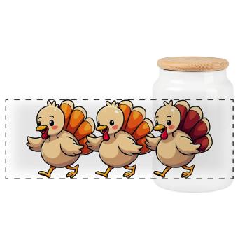 Thanksgiving Truthahn Baby - Panorama Keksdose mit Holzdeckel - Weiß - Vorne