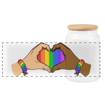 Stolz Herz Hände Einheit Regenbogen Liebe Unterstützt Kunst - Panorama Keksdose mit Holzdeckel - Weiß - Vorne