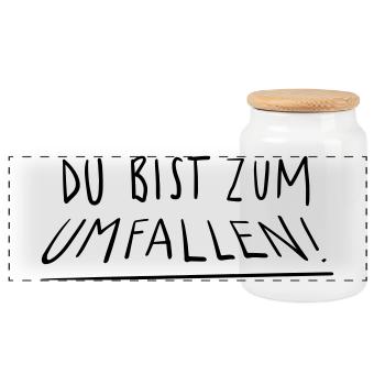 Tu vas tomber - Boîte à biscuits avec couvercle en bois - blanc - Devant