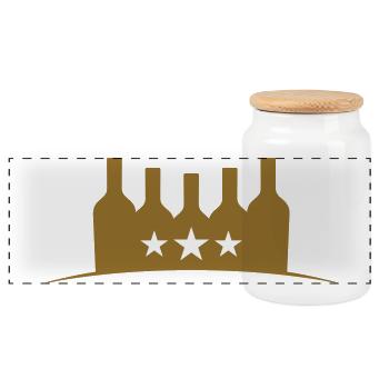 bouteilles en or - alcool - Boîte à biscuits avec couvercle en bois - blanc - Devant