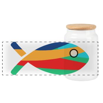 FISCH. SARDINE. APRILSCHERZ. MEER. OZEAN - Panorama Keksdose mit Holzdeckel - Weiß - Vorne
