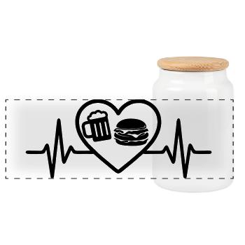 Bière Heart Burger - Boîte à biscuits avec couvercle en bois - blanc - Devant