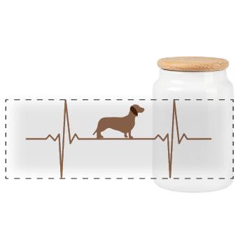 Dackel Hund Herzschlag Dachshund - Panorama Keksdose mit Holzdeckel - Weiß - Vorne