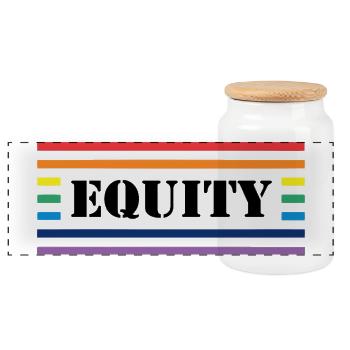 Rainbow Equity - Panoramic Cookie Jar with Wooden Lid - white - Front