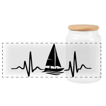 Voile - Boîte à biscuits avec couvercle en bois - blanc - Devant