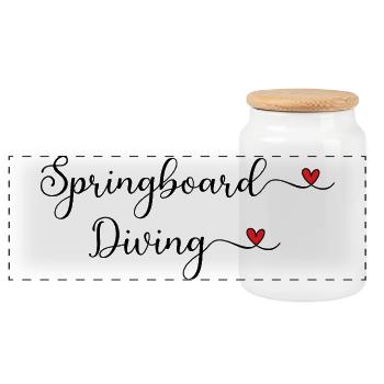 Springboard Diving - Panoramic Cookie Jar with Wooden Lid - white - Front
