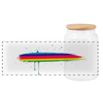 Regenbogen Pinselstrich Farbverlauf Splash - Panorama Keksdose mit Holzdeckel - Weiß - Vorne