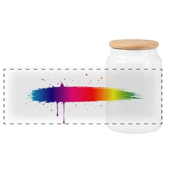 Rainbow Brush Stroke Gradient Splash - Panoramic Cookie Jar with Wooden Lid - white - Front