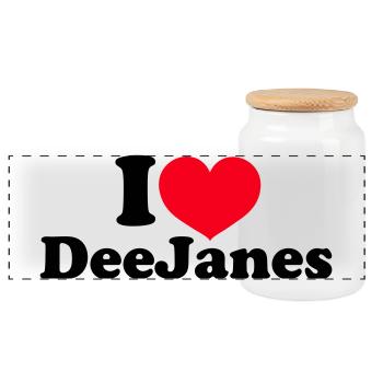 I Love DeeJanes - Panoramic Cookie Jar with Wooden Lid - white - Front