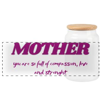Sigura design Mom's love - Panoramic Cookie Jar with Wooden Lid - white - Front