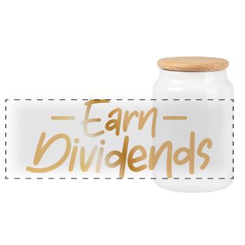 Earn dividends / Stock market - Panoramic Cookie Jar with Wooden Lid - white - Front