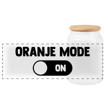 Oranje Mode ON - Nederland Niederlande Netherlands - Panorama Keksdose mit Holzdeckel - Weiß - Vorne