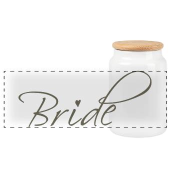 Bride für Braut und Junggesellinnenabschied JGA - Panorama Keksdose mit Holzdeckel - Weiß - Vorne
