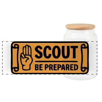 Pfadfinder Gruß Scout Be Prepared Abenteuer - Panorama Keksdose mit Holzdeckel - Weiß - Vorne