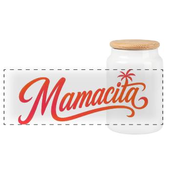 Mamacita - Boîte à biscuits avec couvercle en bois - blanc - Devant