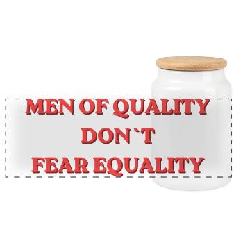 Men of Quality Don't Fear Equality - Panorama Keksdose mit Holzdeckel - Weiß - Vorne
