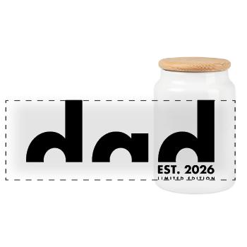 Dad Est 2026 Limited Edition  - Papa - Vatertag - Panorama Keksdose mit Holzdeckel - Weiß - Vorne