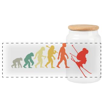 Ski Evolution für Skifahrer Abfahrtslauf Fan - Panorama Keksdose mit Holzdeckel - Weiß - Vorne