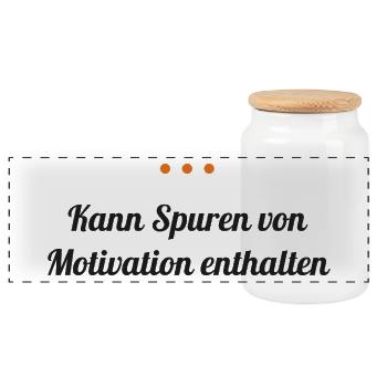 Kann Spuren von Motivation enthalten - Panorama Keksdose mit Holzdeckel - Weiß - Vorne
