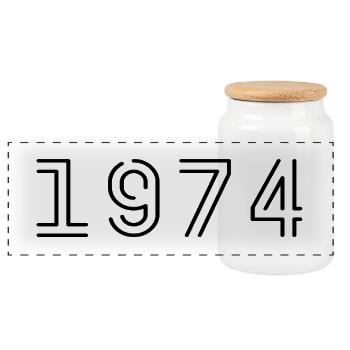 1974 Retro 1974 Gift 1974 Vintage 1974 - Panoramic Cookie Jar with Wooden Lid - white - Front