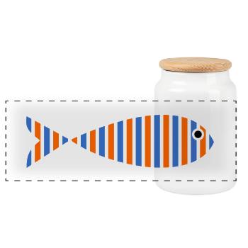 SARDINE. FISH. APRIL FOOL. EASTER. SEA - Panoramic Cookie Jar with Wooden Lid - white - Front