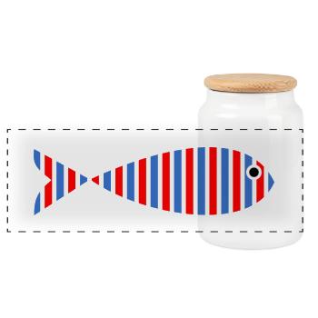 POISSON. SARDINE. POISSON D'AVRIL. MER. OCÉAN - Boîte à biscuits avec couvercle en bois - blanc - Devant