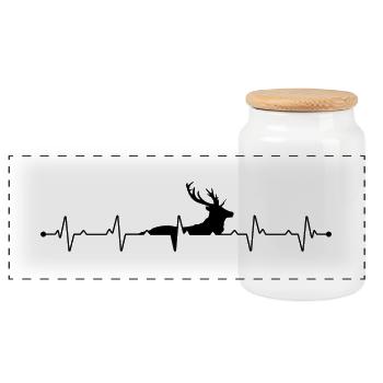 Heartbeat Deer - Panoramic Cookie Jar with Wooden Lid - white - Front